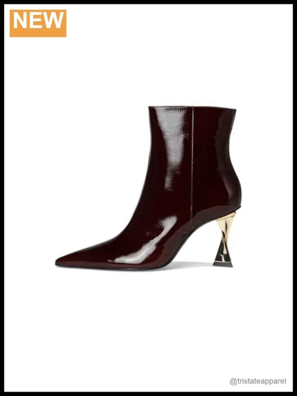 Women's Patent Leather Stiletto Ankle Bootie Zip Closure Pointed Toe